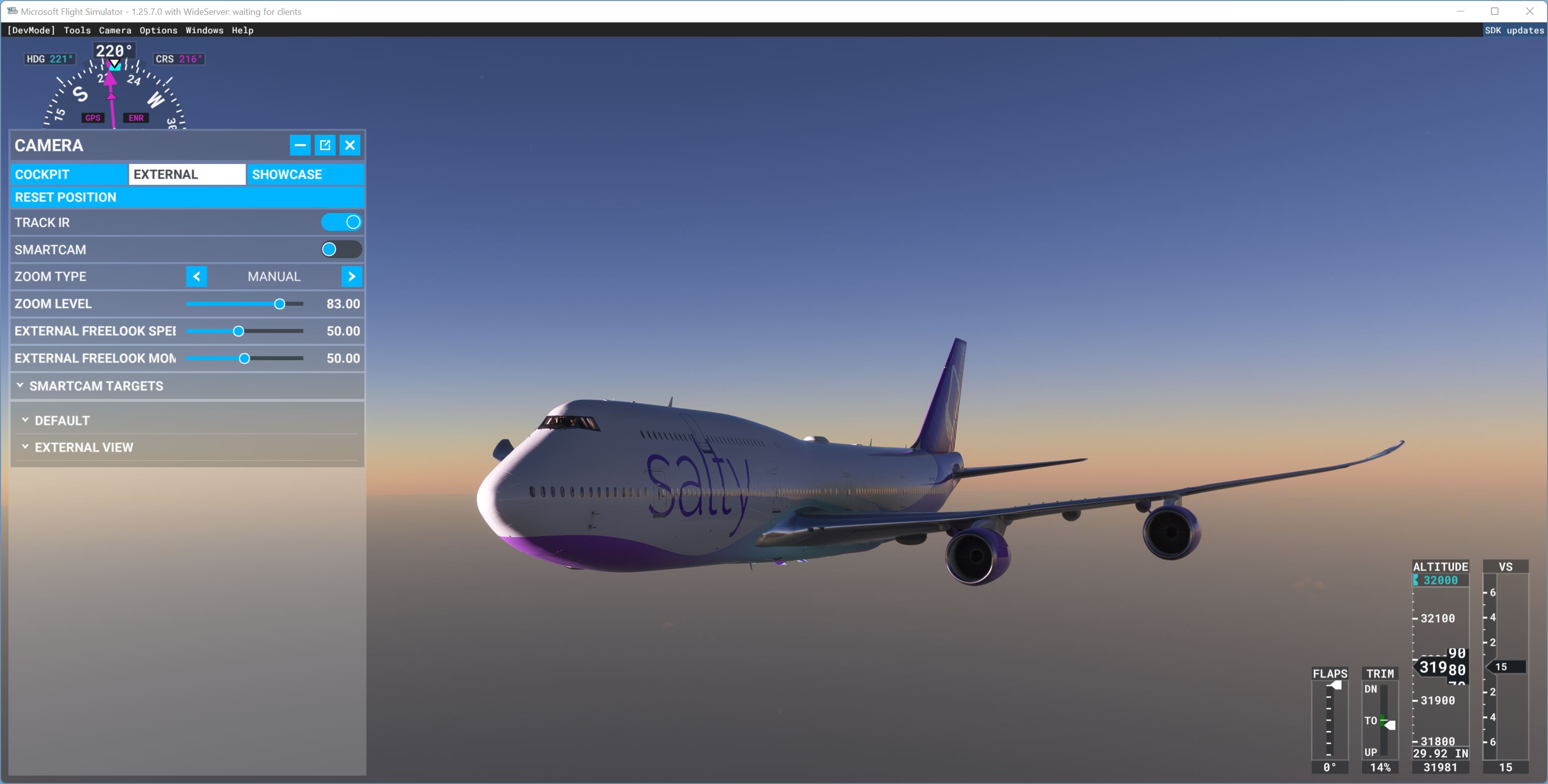 enroute KLAX-YSSY, flying Salty 747 on MSFS 